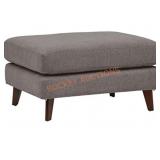 Sloane Brown Leather Mid-Century Ottoman
