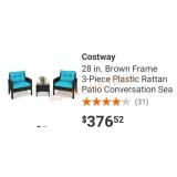 Costway 3 Pc. Wicker Bistro Sofa Set
