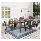 Phil villa  9 peice outdoor patio dinning set skid