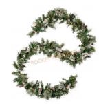 9ft Pre-Lit Snowy Mixed Pine Garland