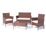 bigzzia Brown 4-Pieces PE Wicker Outdoor Patio