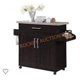 Hodedah Kitchen Island with Spice Rack