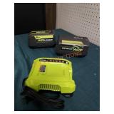 Ryobi 2 40V Batteries and Charger