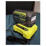 Ryobi 40v 6Ah Battery and Charger