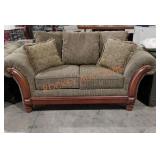 Brown velour loveseat w/matching pillows