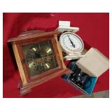 Clock, scale and binoculars lot