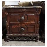 Wood and metal 2 drawer night stand w marble top