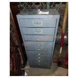 Small 9 drawer metal storage cabinet