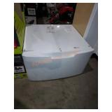 Washing machine base with drawer