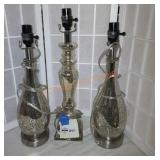 Set of 3 silver crackle style lamps
