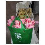 Misc lot baskets curtain ties faux flowers