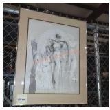 Pencil and watercolor framed art