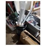 Misc. pole, hedge trimmer and more bucket Lot