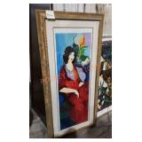 Itzchak Tarkay Israeli Red Dress 60"x30" framed