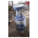 Floral blue China vase