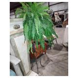 Plant stand with faux potted fern