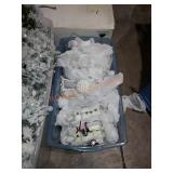 Tote of misc Christmas decor
