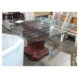 Bassett Glass Top & Wood Base Dining Table