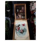 Feather/wine art lot