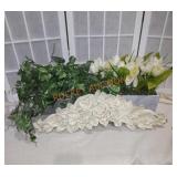 Misc lot faux plants wall hanging