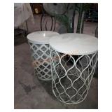 Cream outdoor metal tables