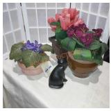 Faux flower and statue lot