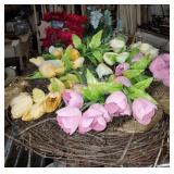 Shelf lot faux flowers