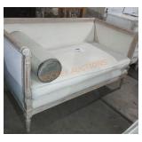 Cream Velour Settee 50"L