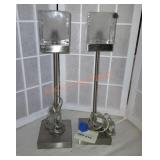 Lot of 2 silver lamps