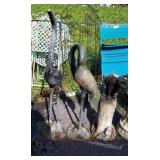 Garden statue set cranes