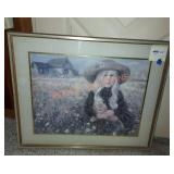 Framed art -girl with cat