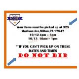 PICK UP INFO - PLEASE READ