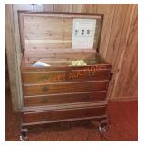 Cedar lined blanket chest and contents