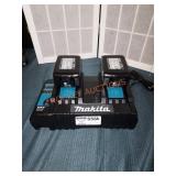 Makita charger and 2 batteries