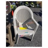 Pair of high-back plastic chairs