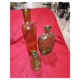Amber and green glass bottle lot