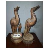Pair of 13" Wooden Bird Statues