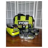 Ryobi One+ Charger and 3 Batteries