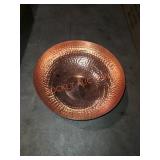 14" Round Hammered Metal Bowl with Copper
