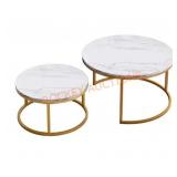 31. 5 in. Marble Round Wood Coffee Table