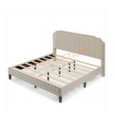 Stickon 85 in Cream King Size Platform Bed