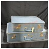 Vintage Monarch Luggage Pair Light Blue