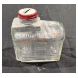 Vintage 1965 Glass Log Cabin Syrup Bank