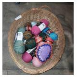 Large basket full of yarn