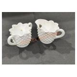 Fenton Handmade Milk Glass Sugar and Cream Set