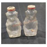 Vintage 1950s Snow Crest Glass Bear Bottle - Set