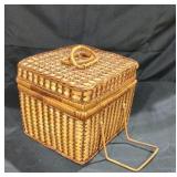 Vintage Wicker Picnic Basket with Contents