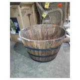 26" round wooden barrel planter