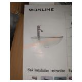 Wonline 16in Glass Vanity Sink