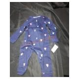 6-9m Navy Blue Zip Up Heart Sleeper